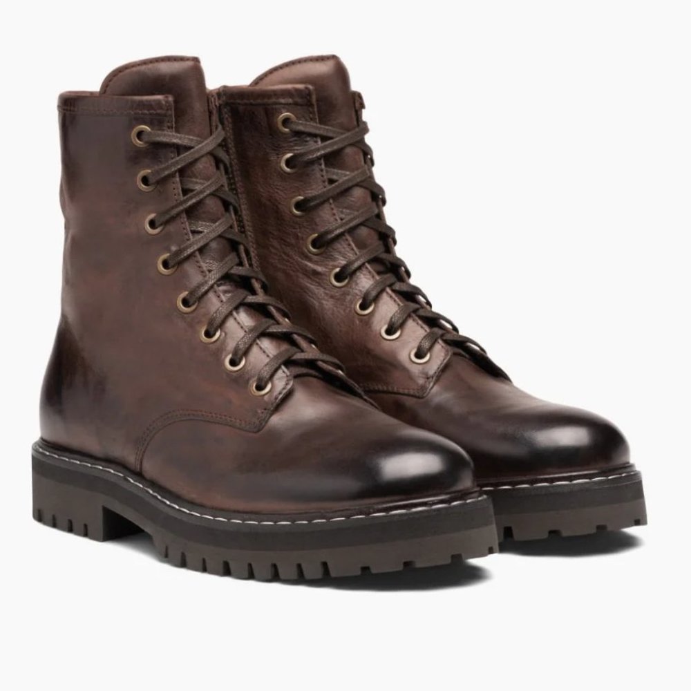 Distressed Dark Brown Combat Boots from Thursday Boot Company 8.5